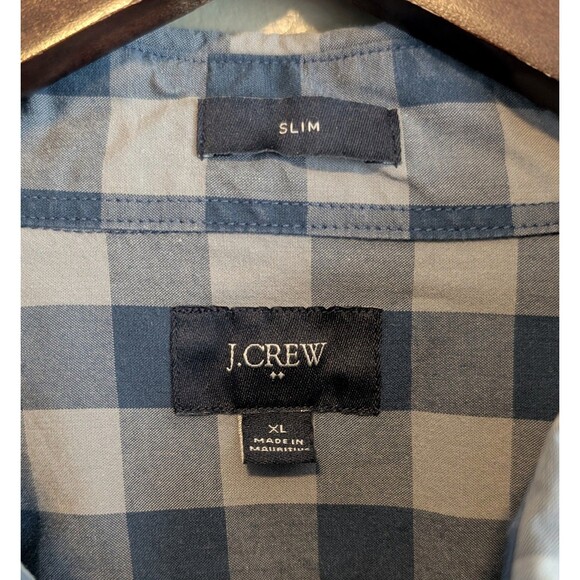 J.Crew Size XL Button Down Shirt Mens Blue Gray Check Slim Fit Extra Large LS - Picture 2 of 4